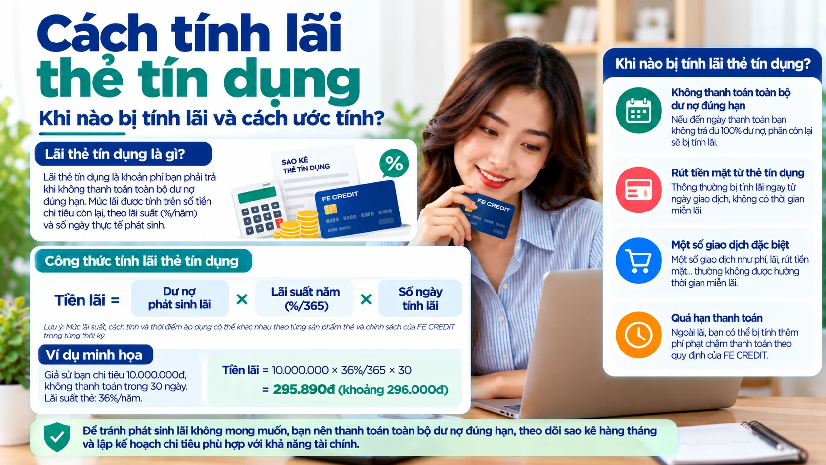 Cách tính lãi thẻ tín dụng: khi nào bị tính lãi và cách ước tính