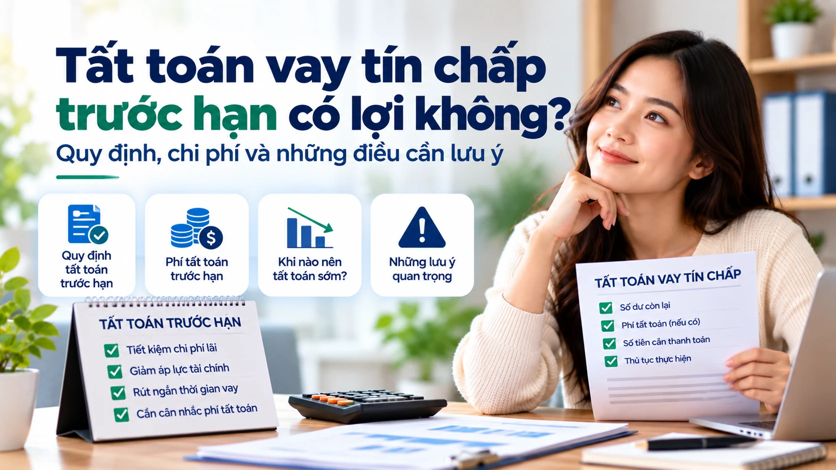 Tất toán vay tín chấp trước hạn có lợi không? Phí và lưu ý cần biết