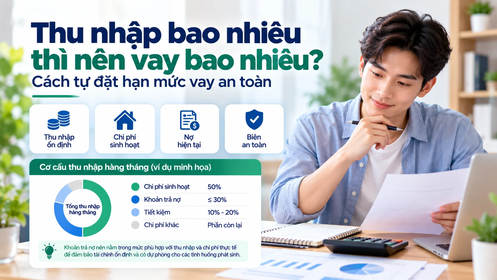 Thu nhập bao nhiêu thì nên vay bao nhiêu? Cách tự đặt hạn mức vay an toàn
